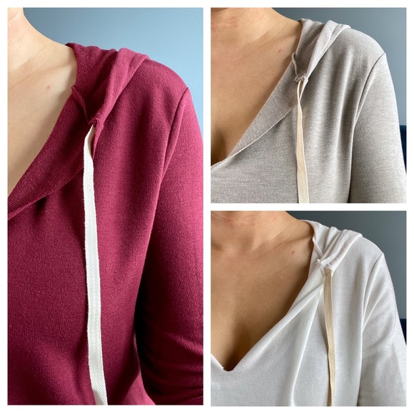 ◾️JEANIE V-Neck hoodie knit Maroon - Picture 3 of 6